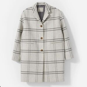Everlane Cocoon coat in grey grid plaid sz 6